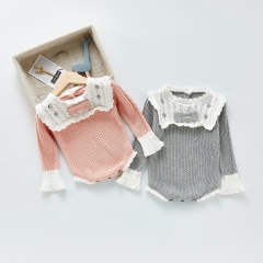 Baby Girl Knitting Long-Sleeve Twist Style Romper In Autumn Wholesale