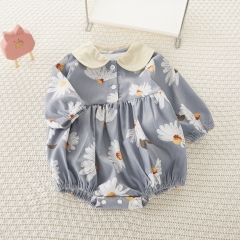 Baby Girl Corduroy Floral Print Design Romper Wholesale