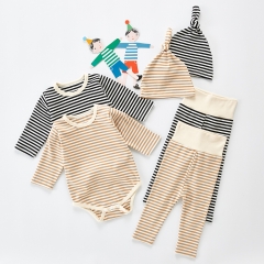 Baby Boy Strips Romper Combo Hat Long Pants In Sets Wholesale