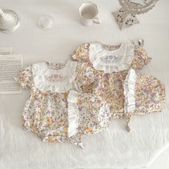 Infant Baby Girl Ditsy Flower Pattern Crewneck Onesies Wholesale