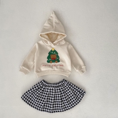 2023 Christmas Velvet-in Hoodie Combo Skirts In Sets Wholesale
