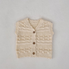 2023 Baby Girls Ins Hollow-out Solid Knitting Vest Wholesale