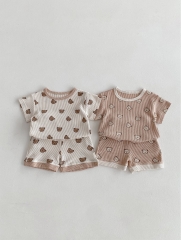 Ins New Arrivals Infant Baby Girls Little Bear Head Around Tops With Shorts Sets Wholesale