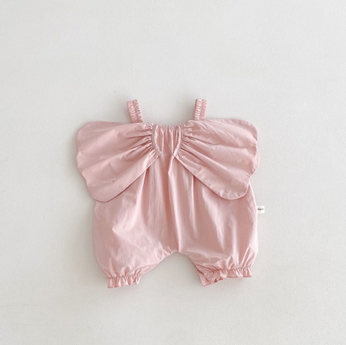 2024 New Arrivals Infant Baby Girls Pinky Crewneck Sleeveless Jumpsuit In New Summer Wholesale