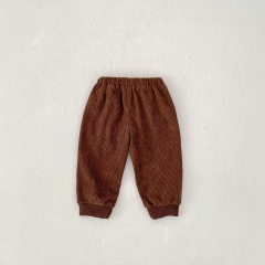 2024 New Arriavl Baby Kids Boys and Girls Solid Color Brown Corduroy Pants In Spring&Autumn Wholesale