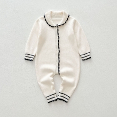 New Autumn Infant Baby Kids Cotton Simple Long Sleeves Single Breasted Knitted Cardigan/Rompers Wholesale