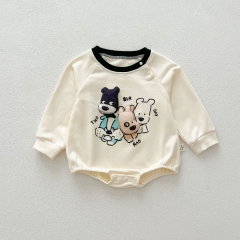 New Autumn Infant Baby Kids Cartoon Puppy Print Long Sleeves Onesies/Rompers Wholesale