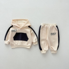 Versatile Sportswear Two-Piece Set: Letters Print Hoodie and Pants for Baby and Toddlers Wholesale