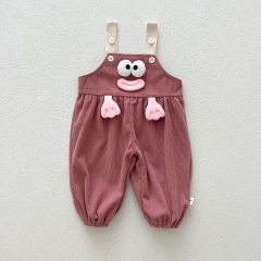 Infant Baby Simple Cute Silly Cartoon Pattern One Piece Strap Overalls Rompers in Autumn Wholesale