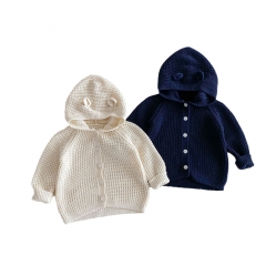 Infant Baby Unisex Teddy Design Long Sleeve Pullover Knitwear Hoodie Wholesale