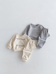 2024 Autumn Infant Baby Unisex Letters Pattern Long Sleeves Sweatshirt With Pants Sets Wholesale