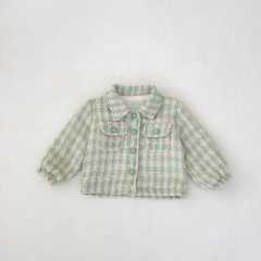 New Winter Infant Baby Kids Girls Plaid Single Breasted Long Sleeves Pocketed Coat Wholesale