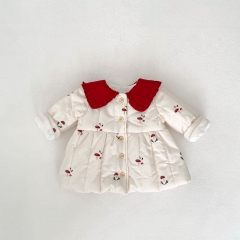 New Winter Infant Baby Kids Girls Mushrooms Pattern Single Breasted Long Sleeves Coat Wholesale