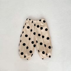 2024 New Arriavl Baby Kids Girls Polka Dots Pattern Cozy Thick Fleece Pants In Winter&Autumn Wholesale