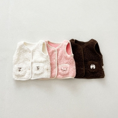 Baby and Toddler Girls' Thick Thermal Sleeveless Animal Pattern Sweater Vest Wholesale