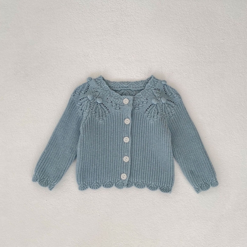 New Arrival Spring Infant Baby Kids Girls Hollow-out Pattern Long Sleeves Knitted Cardigan Wholesale