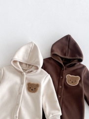 Infant Baby Versatile One Piece Teddy Bear Pattern Thickened Bodysuit Rompers in Winter Wholesale