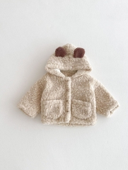 New Arrival Winter Infant Baby Kids Thickened Hooded Top with Bear Ears for Extra Warmth Wholesale