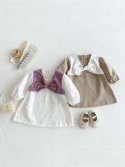 New Arrival Spring Infant Baby Girls Preppy Style One Piece Dress Wholesale