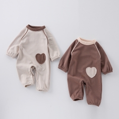 Infant Baby Unisex Applique Heart Pattern Long-sleeved One Piece Rompers Wholesale