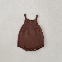 Spring Infant Baby Unisex Knitted Sleeveless One Piece Solid Color Bodysuit Onesies Wholesale