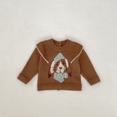 New Spring Infant Baby Kids Pure Cotton Jacquard Rabbit Pattern Long Sleeves Knitted Sweater Wholesale