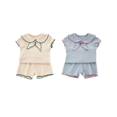 2025 Summer Infant Baby Girls Fly Sleeves Top With Shorts Sets Wholesale