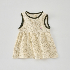 2025 Summer Infant Baby Girls Sleeveless Flowers Pattern Printed Dress Wholesale