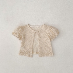 New Arrival Summer Baby Kids Girls Short Sleeves Hollow-out Pattern Top for Stylish Girls Wholesale