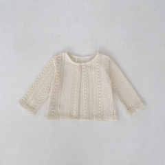 New Arrival Summer Baby Kids Girls Long Sleeves Hollow-out Pattern Top for Stylish Girls Wholesale