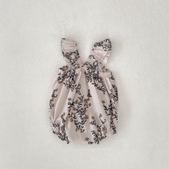 2025 Summer Infant Baby Kids Girls Flowers Pattern Sleeveless Strap Onesies Wholesale