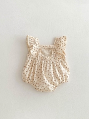 2025 Summer Infant Baby Kids Girls Flowers Pattern Sleeveless Strap Onesies Wholesale