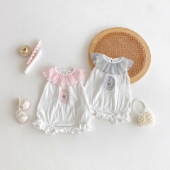 2025 Summer Infant Baby Girls Sleeveless Flowers Pattern Embroidered Rompers Wholesale