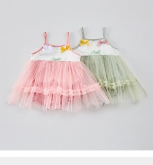 2025 Summer Infant Baby Kids Girls Color Patchwork Sleeveless Mesh Dress Wholesale
