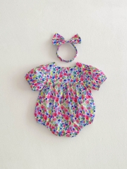 2025 Summer Infant Baby Kids Girls Short Sleeves Thin Floral Onesies Wholesale