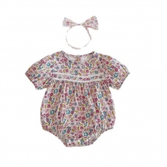 2025 Summer Infant Baby Kids Girls Short Sleeves Thin Floral Onesies Wholesale