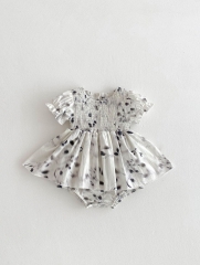 2025 Summer Infant Baby Kids Girls Short Sleeves Floral Pattern Dress Wholesale