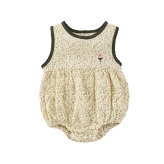 2025 Summer Infant Baby Girls Sleeveless Flowers Pattern Color Patchwork Onesies Wholesale
