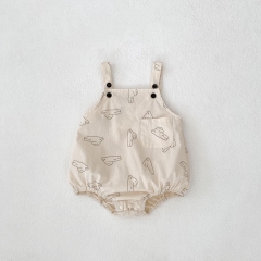 2025 Summer Infant Baby Kids Unisex Sleeveless Cartoon Rabbits Pattern Strap Onesies Wholesale