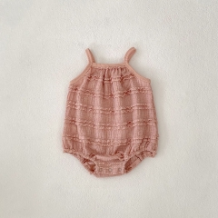 2025 Summer Infant Baby Kids Girls Sleeveless Lace Design Strap Onesies Wholesale