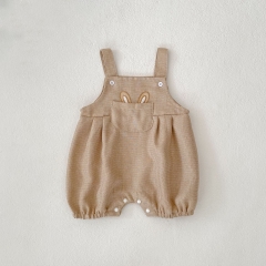 Infant Baby Kids Unisex Rabbit Ears Pattern Sleeveless One Piece Strap Rompers Overalls in Summer Wholesale