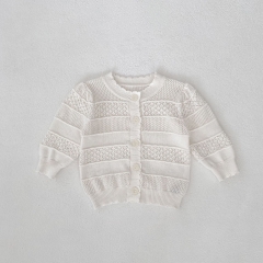 New Arrival Spring and Summer Infant Baby Kids Striped Long Sleeves Single Breasted Thin Knitted Cardigan Wholesale
