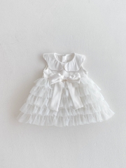 2025 Summer Infant Baby Kids Girls Sleeveless Ruffle Tulle Patchwork Dress Wholesale