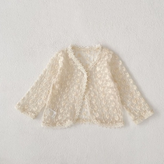 New Arrival Summer Baby Kids Girls Long Sleeves Floral Embroidered Pattern Top for Stylish Girls Wholesale