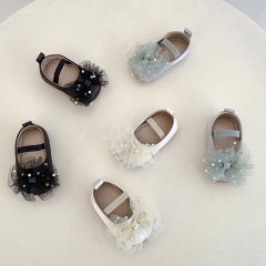 2025 New Summer Infant Baby Girls Beaded Butterfly-bow Decorated Slip-resistant Toddler Shoes Wholesale