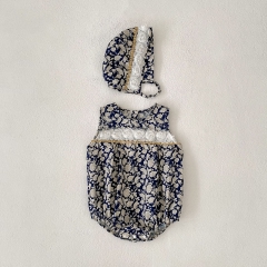 2025 Summer Infant Baby Kids Girls Vintage Floral Pattern Sleeveless Onesies Wholesale