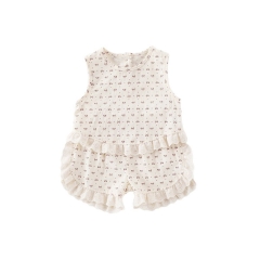 2025 Summer Infant Baby Girls Thin Butterfly-bows Pattern Sleeveless Top Vest With Shorts Sets Wholesale