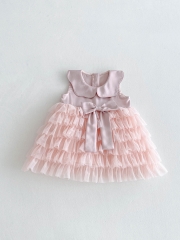 2025 Summer Infant Baby Kids Girls Sleeveless Ruffle Tulle Patchwork Dress Wholesale