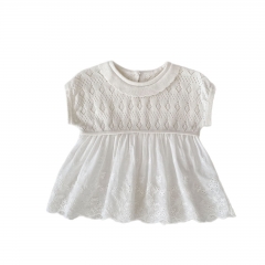 2025 Summer Infant Baby Kids Girls Sleeveless Crew Neck Hollow Out Pattern Dress Wholesale