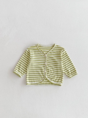 New Arrival Summer Baby Kids Unisex Long Sleeves Striped Pattern Open-front Top Coat Wholesale